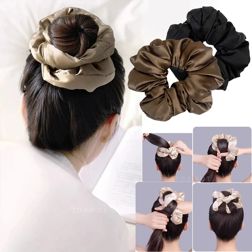 Large elastic band for solid silk hair, rope tie, Korean women, girls, horsetail, bigodini, hair styling tools, stylish hair accessories