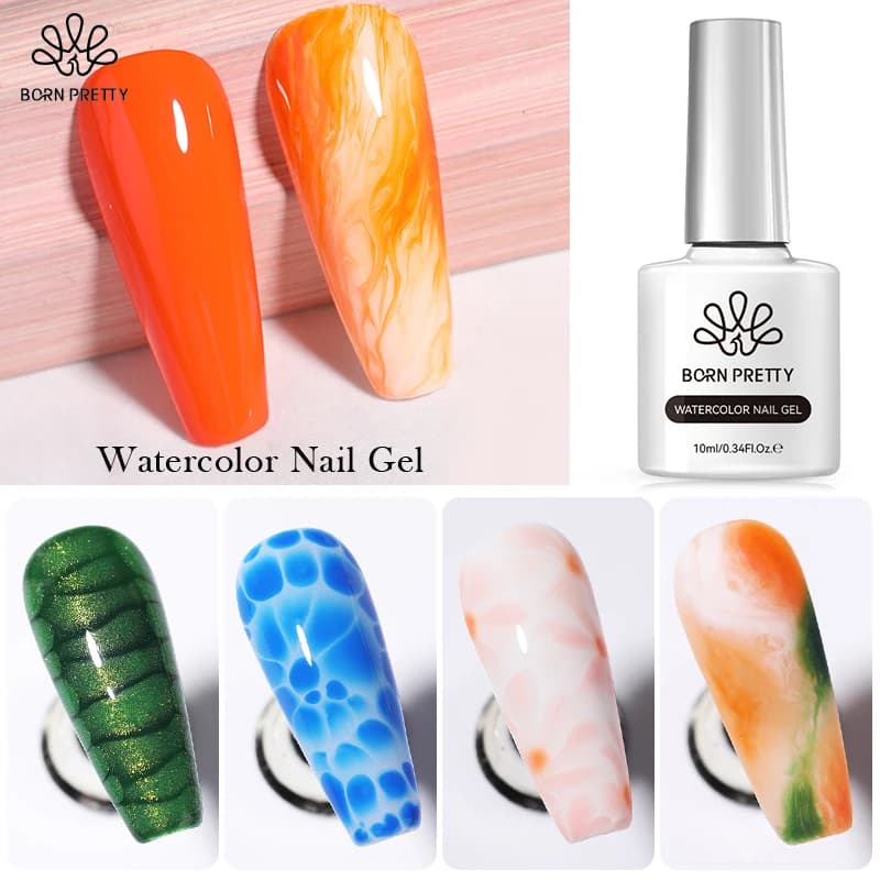 BORN PRETTY Gel per acquerello trasparente per unghie 10ml Soak off UV LED Gel funzionale Smalto per unghie Effetto diffusione Marmo Pietra naturale