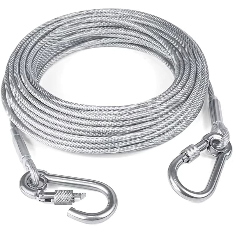 1PC Double-headed Dog Tie Out Cable Leash,raction rope with metal buckle steel wire anti-rust training collar,Outdoor Dogs Strap