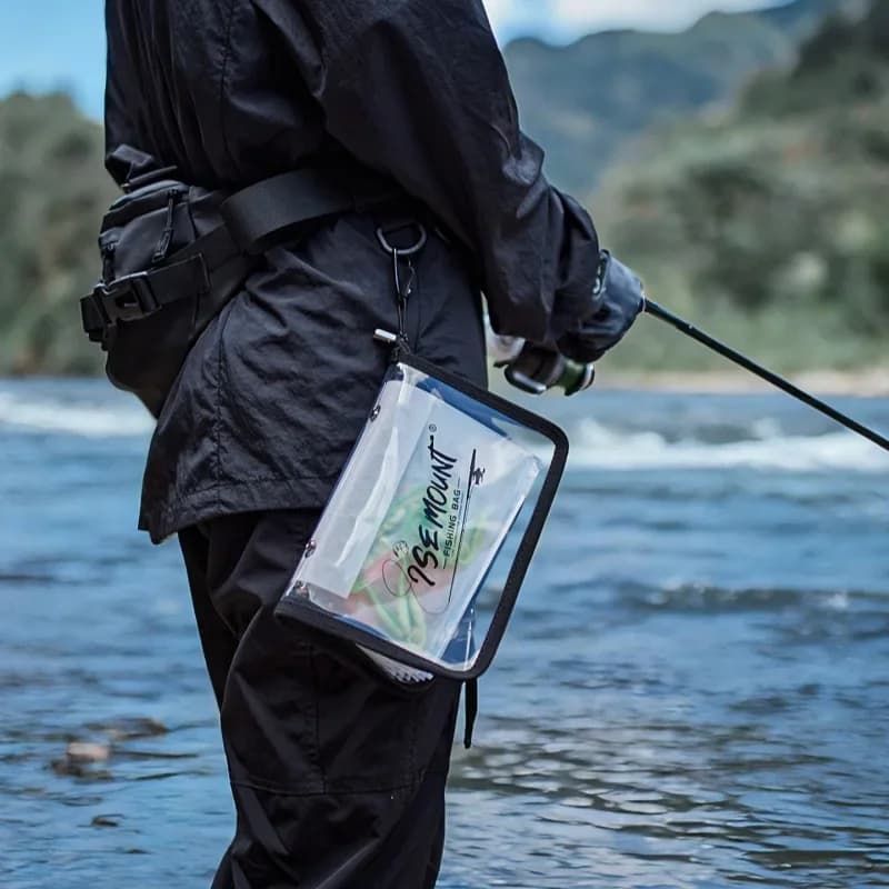 Transparent ring collector for outdoor fishing, organizer for soft baits, PVC glove bag with zipper compartments, A6 format