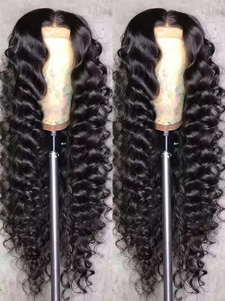 40 42 inches HD loose deep wave 13x6 front of lace human curly curly brazilian water wavy 13x4 front lace wigs for women 250%