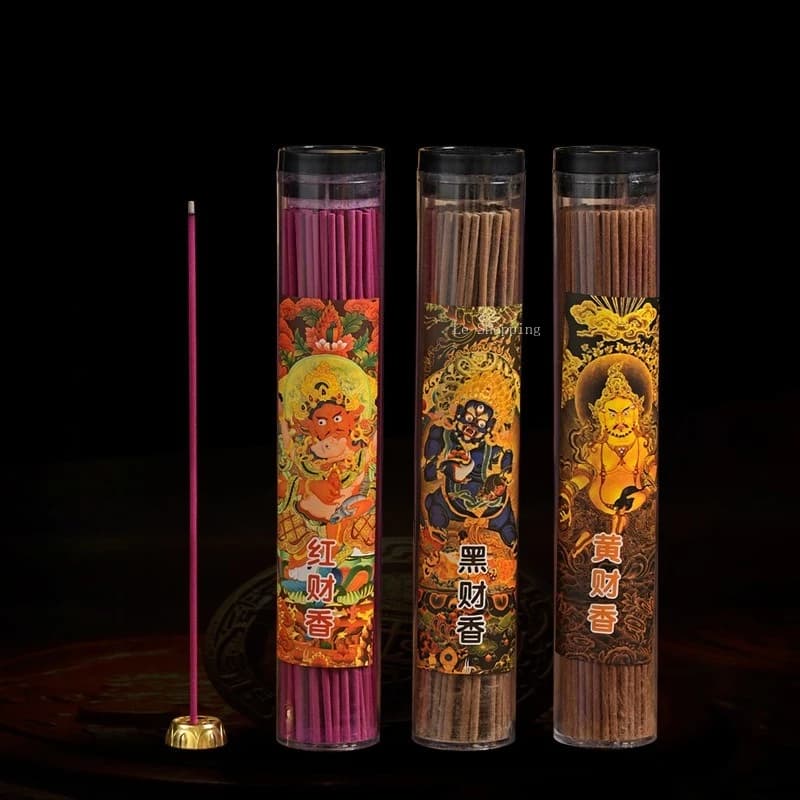Bastoncini d'Incenso Rosso/Nero/Giallo per la Ricchezza, Incenso Naturale Tibetano per Culto Tempolare, Benedizione Buddha, Purificazione dell'Aria Interna