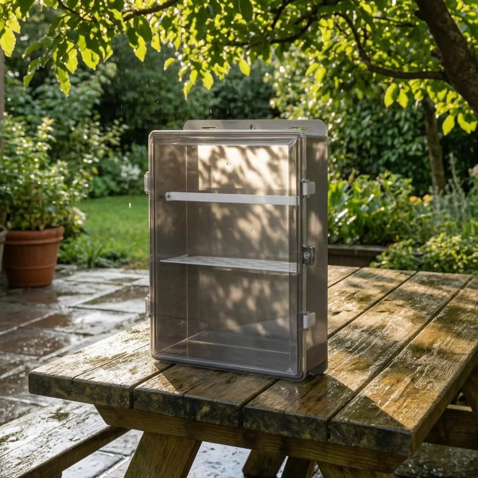 Weather-Resistant Electrical Box with Clear Polycarbonate Lid Dustproof Hinged Electrical Enclosure with Waterproof for