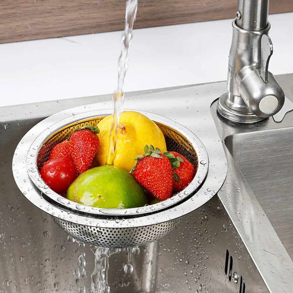 1/2 Pezzi Cestello Filtro per Lavello in Acciaio Inossidabile, Separazione Asciutto/Bagnato, Raccoglitore di Rifiuti per Lavello, Filtro per Scarti da Cucina