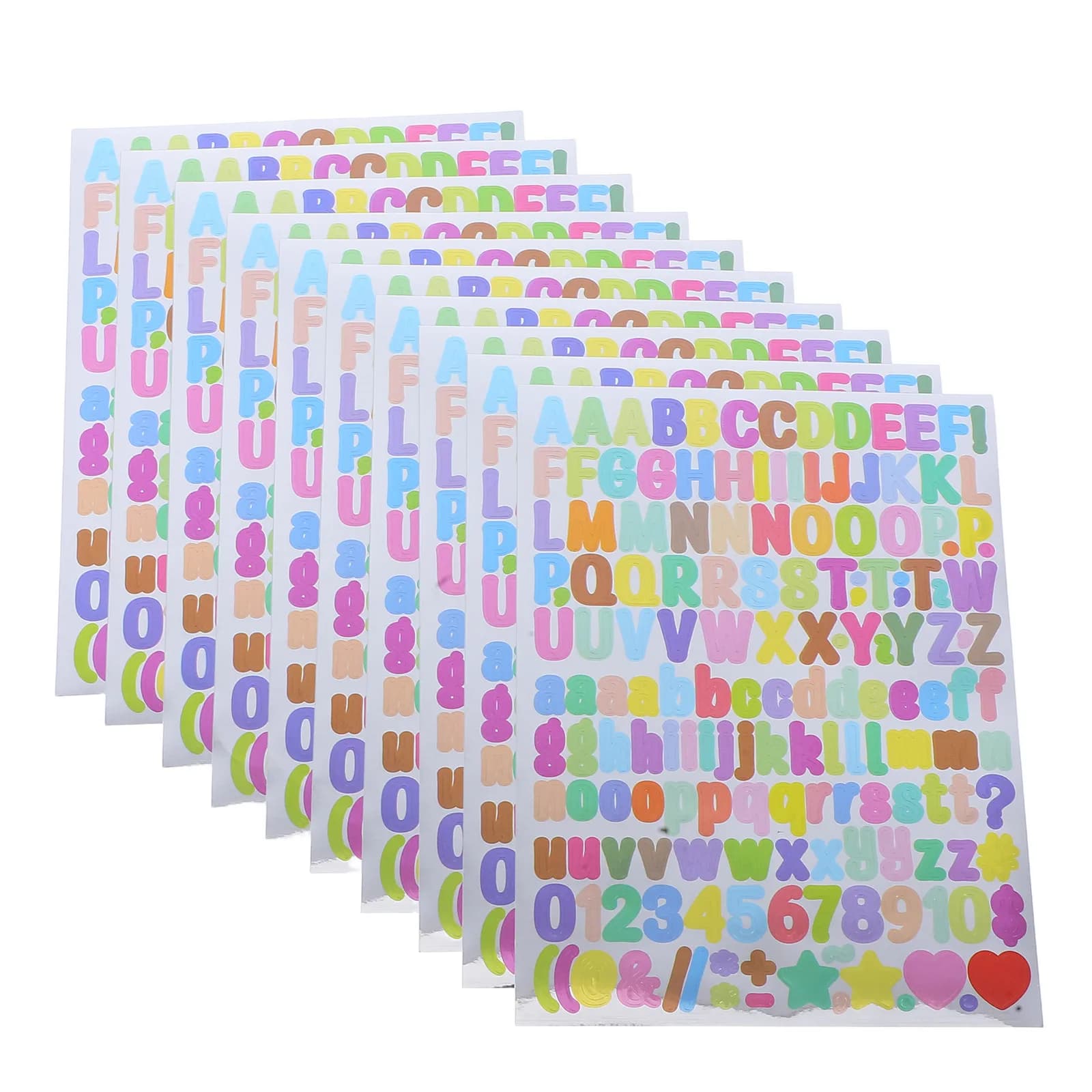 10 Pezzi Adesivi Alfabeto e Numeri Autoadesivi in Vinile con Lettere Sfumate per Scrapbooking, Planner, Quaderni, Decorazioni Fai-da-Te