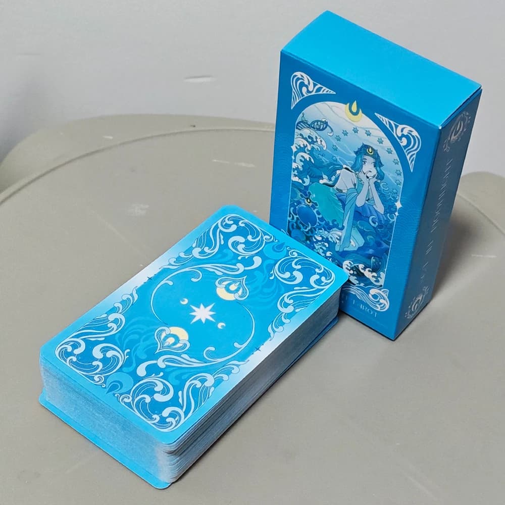 10.3*6cm Sea in Moonlight Tarot Deck, 78 Card Rider Waite Tarot Underwater Mermaid Sea Art Tarot Cards, Blue Aesthetic Deck