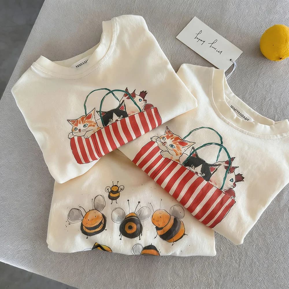 T-shirt per bambini Cartoon 2025 Autunno Primavera T-shirt a maniche lunghe per bambini Cartoon Ragazzi Ragazze Camicie Baby Bottom Abiti per bambini