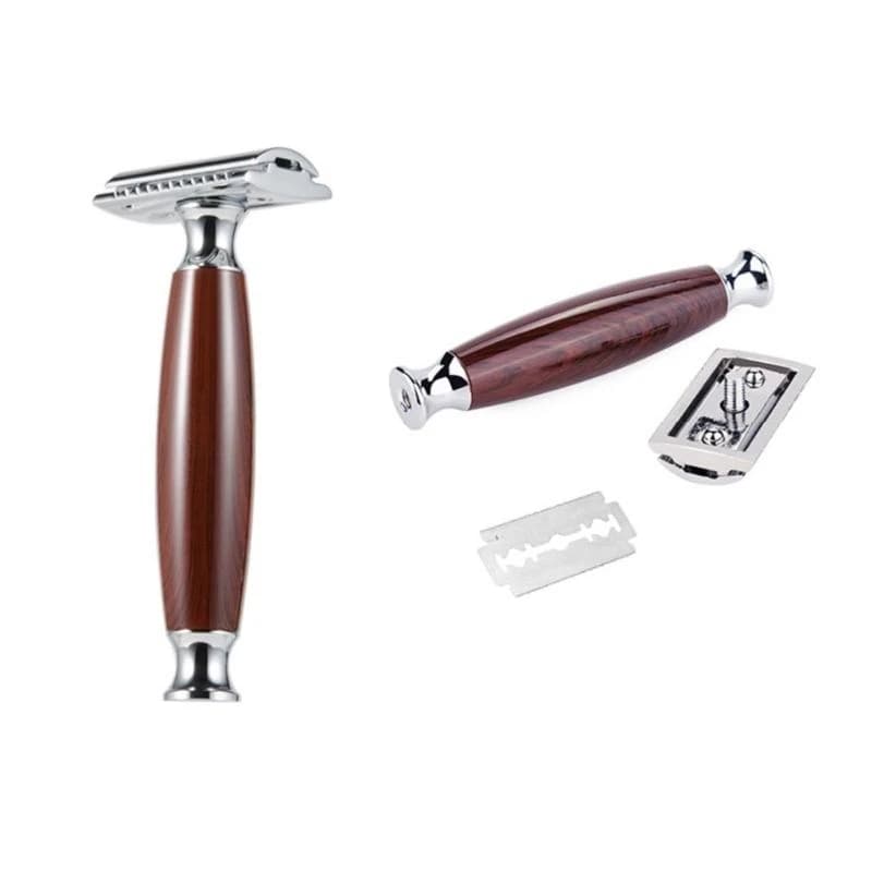 652C 3 In 1 Men Luxury Manual Shaving Beard Cleaning Brush Metal Shaver for Razor Stand Holder Hair Trimmer Grooming Tool