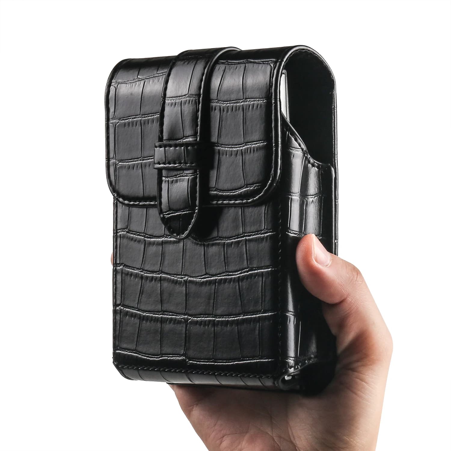 Crocodile Pattern Cell Phone Pouch PU Leather Waist Belt Bag with Belt Loop Holster For iPhone 8 Wide, For Samsung Z Fold 8,