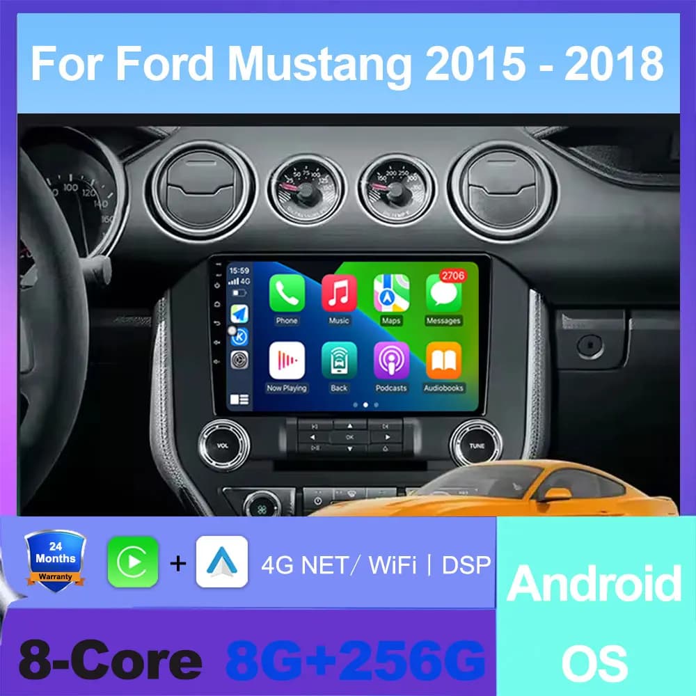 Android 16 Auto Wireless Carplay autoradio lettore video navigazione GPS per Ford Mustang 2015 - 2018 Multimedia stereo DSP Strumenti