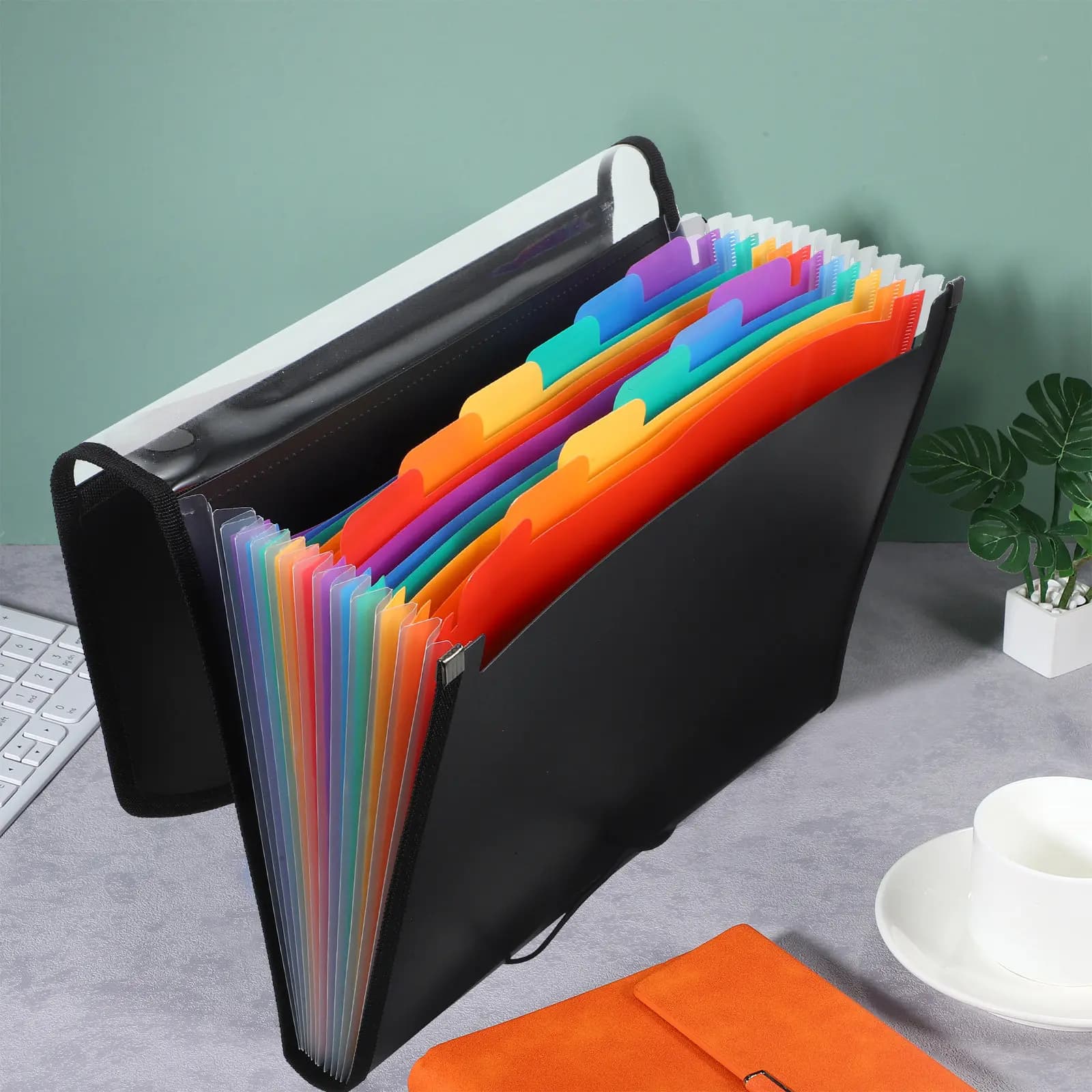 Document Folder PVC Expanding File Organizer Portable Multi Pocket Folder for Office School Home Document Storage Organizer