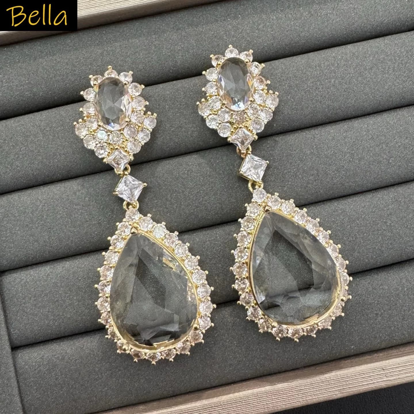 cubic zirconia earrings for women elegant jewelry transparent water drop dangling earrings silver gold color