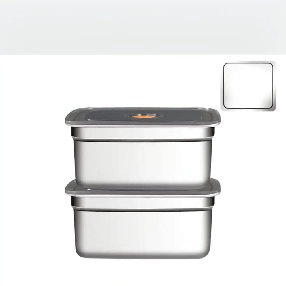 Stainless Steel Food Preservation Tray With Cover Square Kitchen Storage Box For Fridge Meal Prep Organizer Set