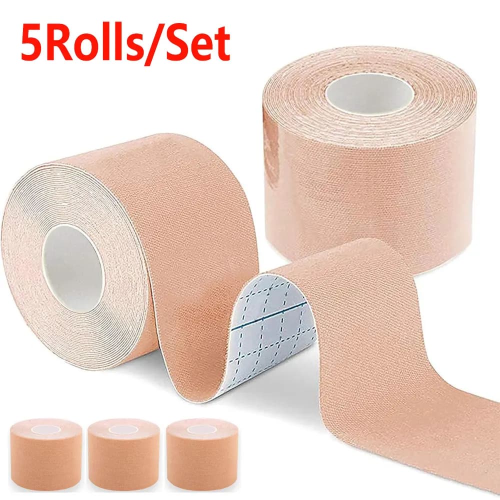 5 rotoli/set di nastro kinesiologico, nastro atletico impermeabile da 5 cm x 5 m, nastro cinetico non tagliato, nastro elastico per muscoli, nastro sportivo, nastro per ginocchio