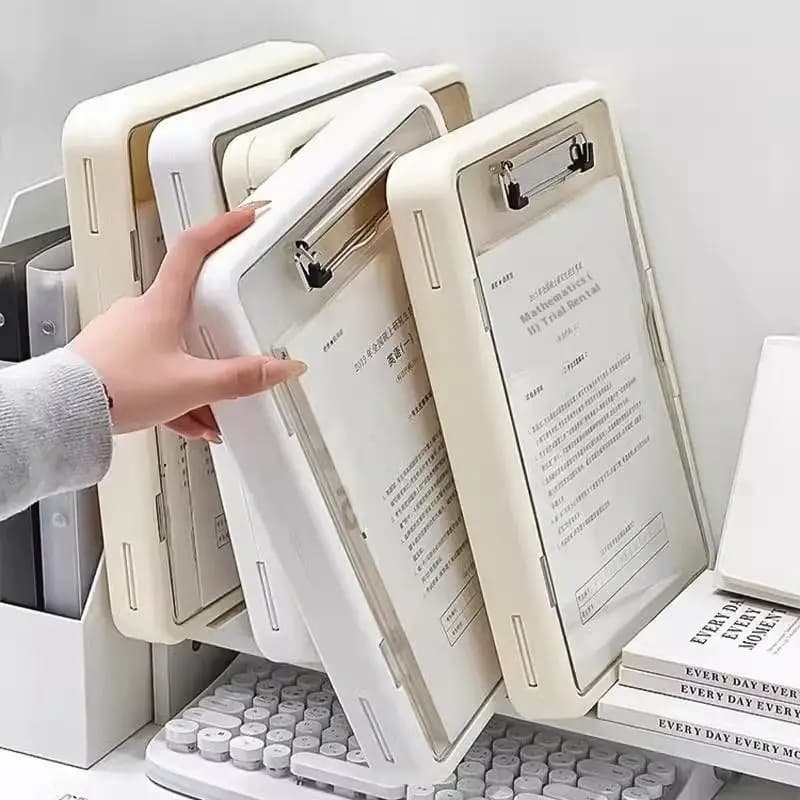 Cartella A4 multifunzionale di grande capacità, organizer per documenti integrato coreano, scatola di immagazzinaggio con morsetto semplice