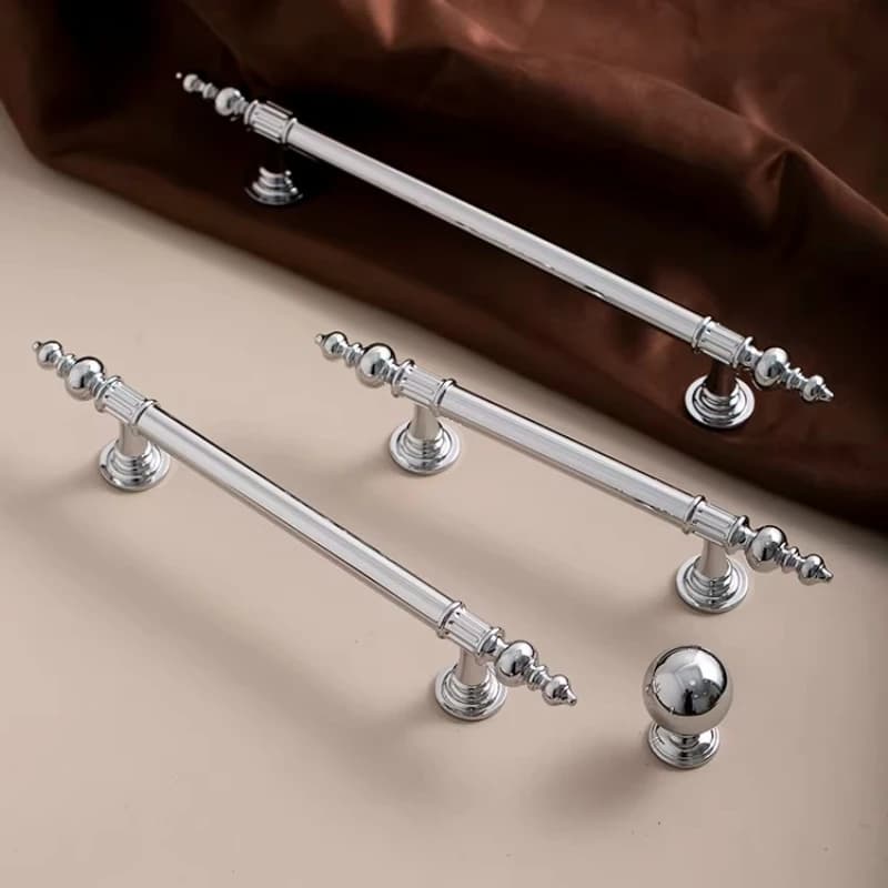 Maniglia per Armadio in Stile Antico, Pomello in Ottone Argentato per Porta di Credenza, Maniglia per Cucina, Scarpiera, Cassetto, Pomelli per Mobili, Maniglia per Arredamento
