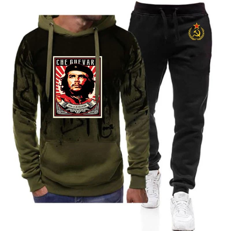 Che Guevara CCCP Mens Tracksuit Retro Print Sweatshirt Sweatpants Set Casual Office Home Sports hoodies