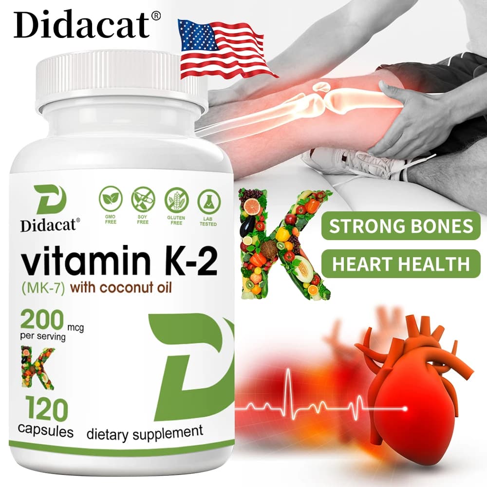 Vitamin K2 Supplement 200mcg, with Coconut Oil Softgels | Bone, Joint, & Immune Support – Non-GMO