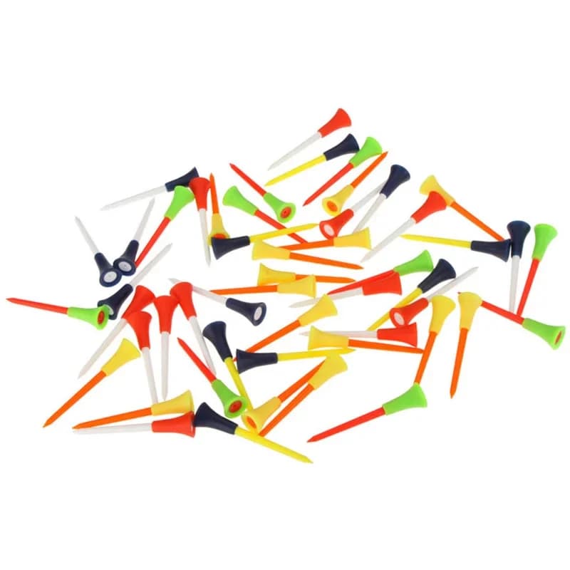T-shirt da golf da 100 pezzi Colori misti 83 mm Cuscino in gomma resistente in plastica Supporto per palline da golf Accessori da golf
