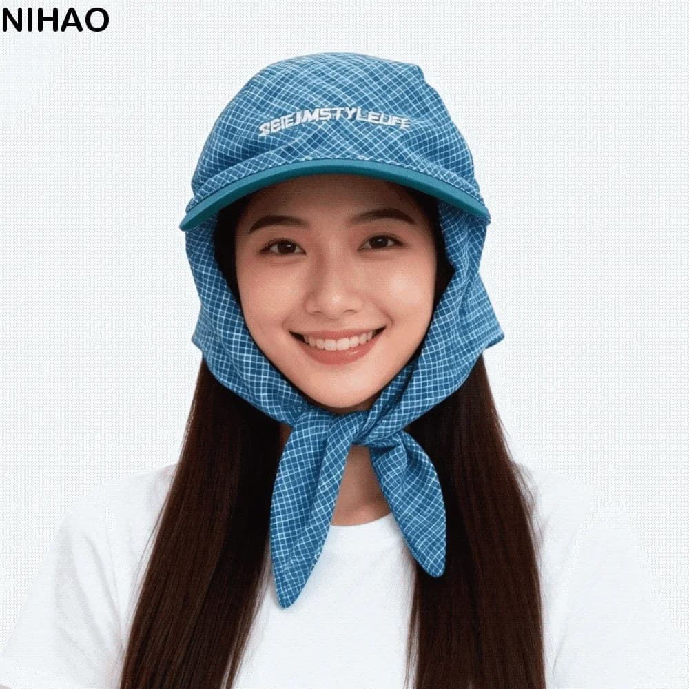 Portable Korean Style Headscarf Baseball Hat Plaid Y2k Scarf Baseball Cap Hip-hop Hair Band Strappy Bandana Hat Men