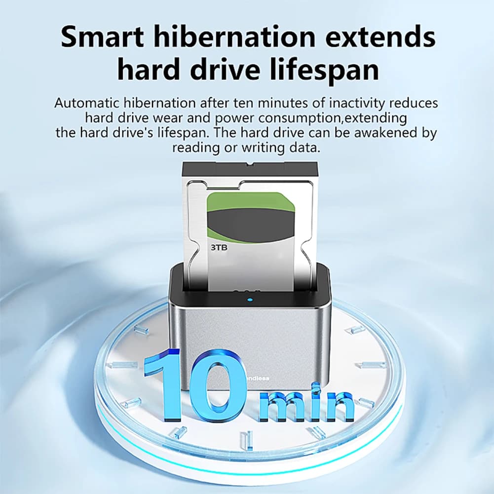 Dock per disco rigido USB 3.0 a SATA, docking station esterna per disco rigido, 5 Gbps, supporta fino a 20 TB per HDD/SSD SATA/SAS da 2,5 e 3,5 pollici