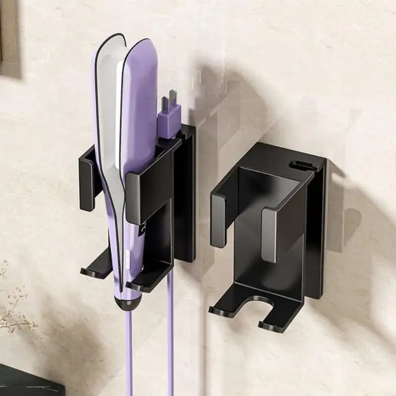 Space Saving Adhesive Styling Tool Organizer Rack - Heatproof Storage Shelf for Curling Wands, Straighteners and Hair Dryers