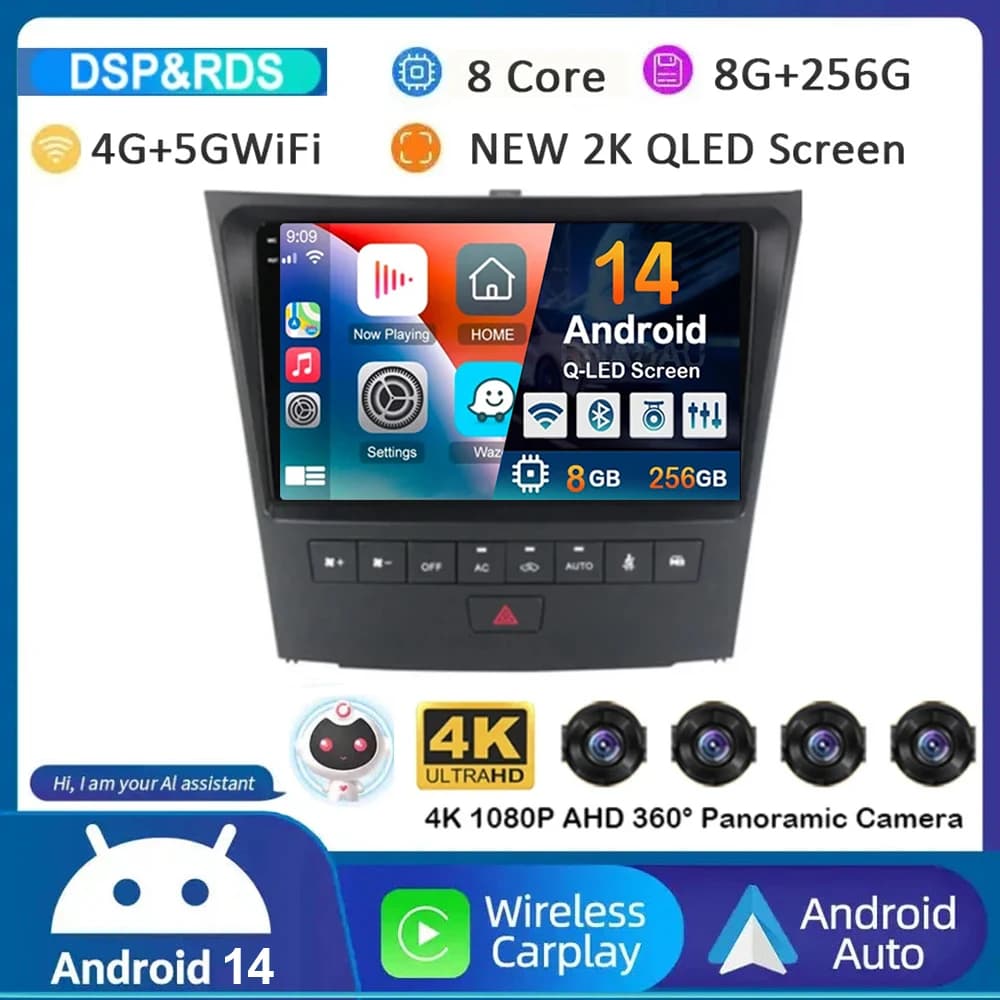 Android 15 Carplay Per Lexus GS300 S190 GS350 GS400 GS430 GS450h GS460 GS 300 III 3 350 2004-2011 Autoradio Multimediale Stereo 4G