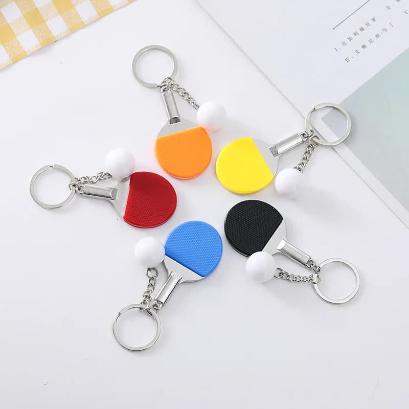 Accessori Portachiavi Mini Pallina da Tennis Simulata, Portachiavi Sportivo da Bowling, Portachiavi Racchetta da Ping Pong, 5 pz/lotto