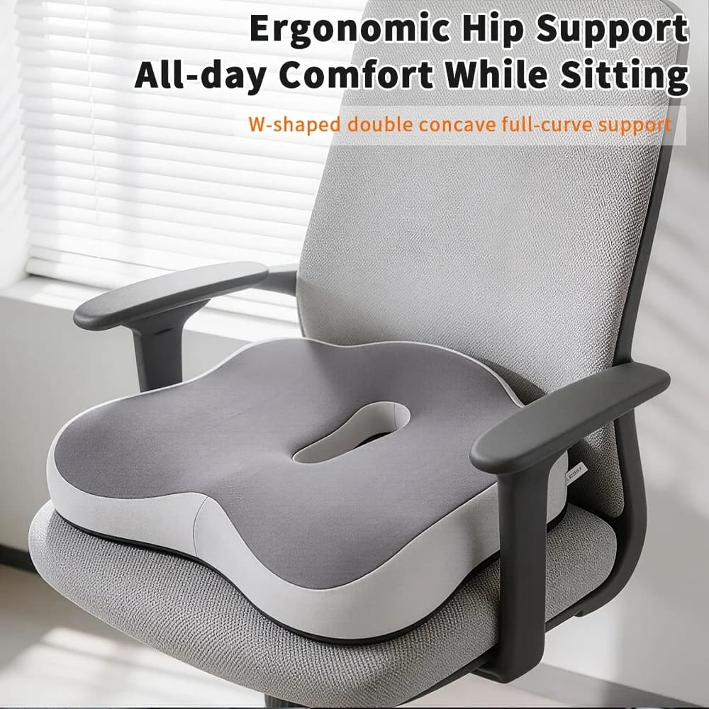 Cuscino per sedile in memory foam, design ergonomico con scanalatura centrale, adatto per ufficio, casa, sedili auto per lunghe sedute