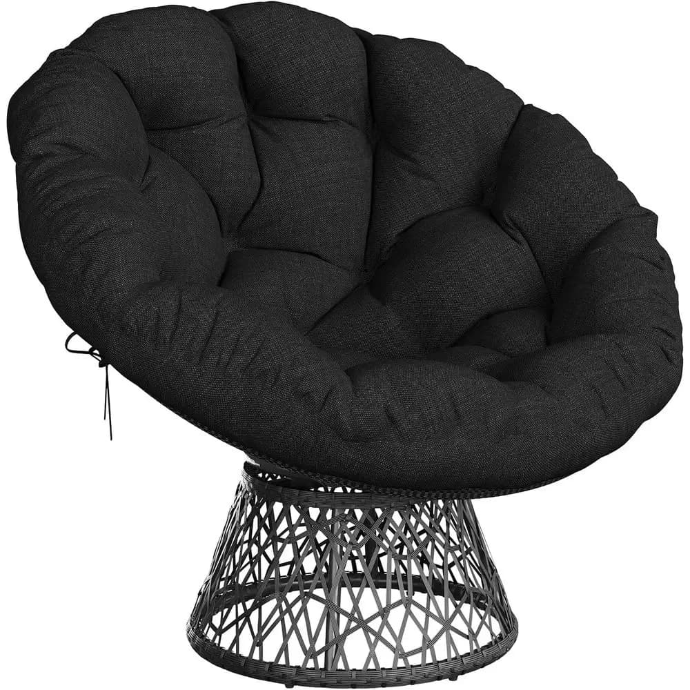40 Sedie Papasan ergonomiche in vimini con cuscino in tessuto spesso, struttura in acciaio resistente, girevoli a 360° ° Base Girevole per Soggiorno, Camera da Letto