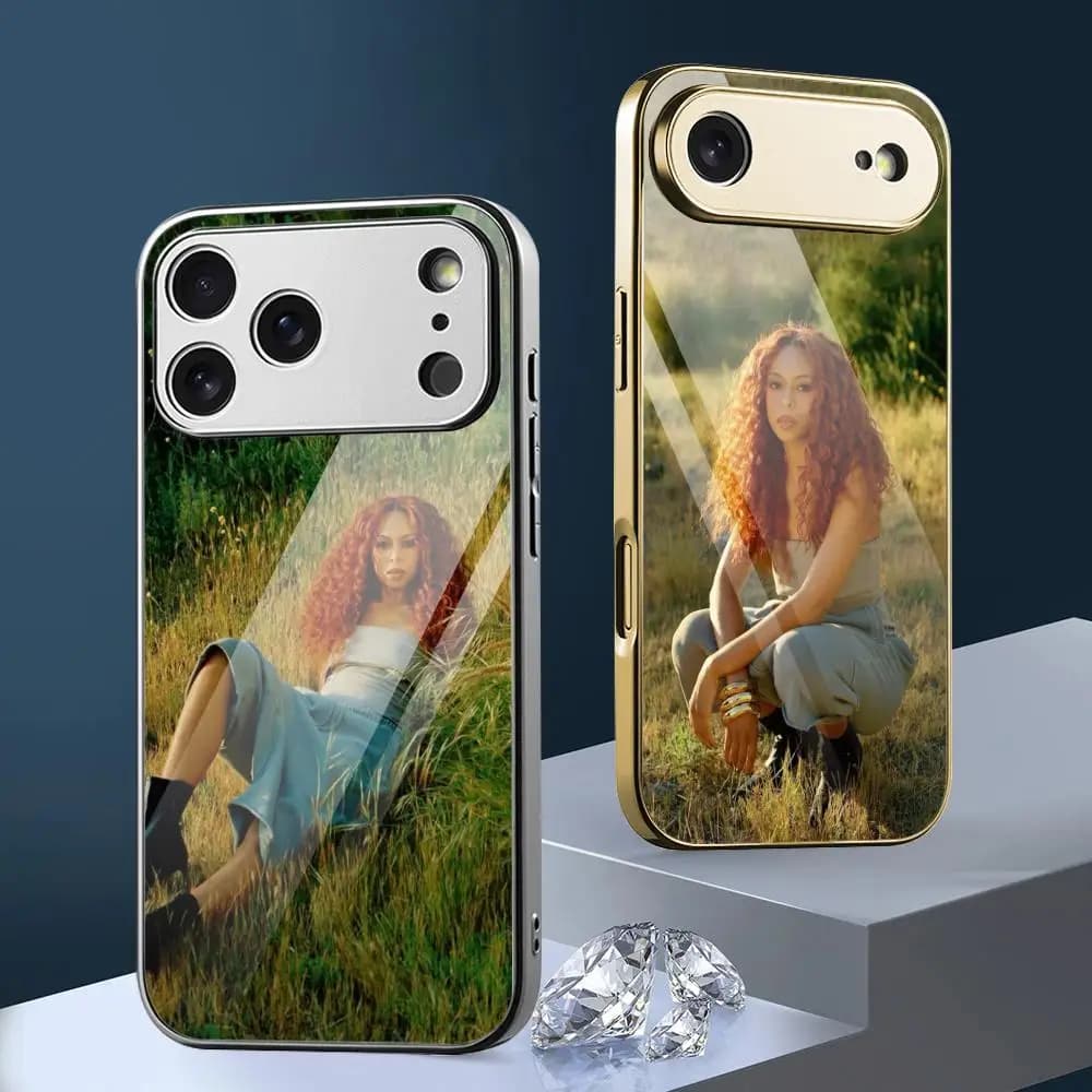 R-Ravyn L-Lenae Singer Phone Case For iPhone 17 16 15 14 13 12 Pro Max Plus Electroplated Metal Bumper Shockproof Case