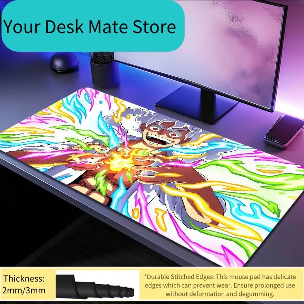 Tappetino da Scrivania Grande Ergonomico ONE PIECE Luffy Gear 5 Anime Mousepad in Gomma Antiscivolo Anti-sfilacciamento per Ufficio PC Casa Personalizzato per Giochi