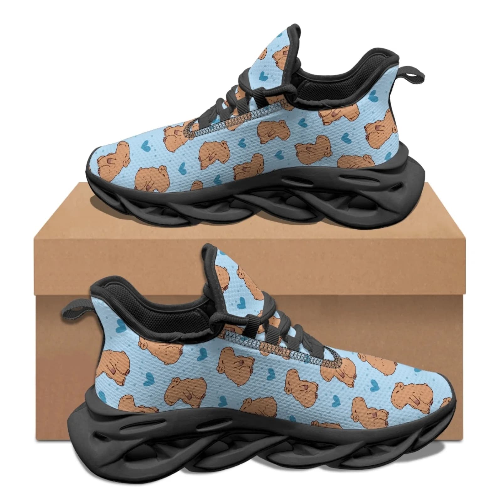 PENSTROLL Hearts Print Men's Fashion Sneakers Athletic Shoes for Teens Durable Running Shoes