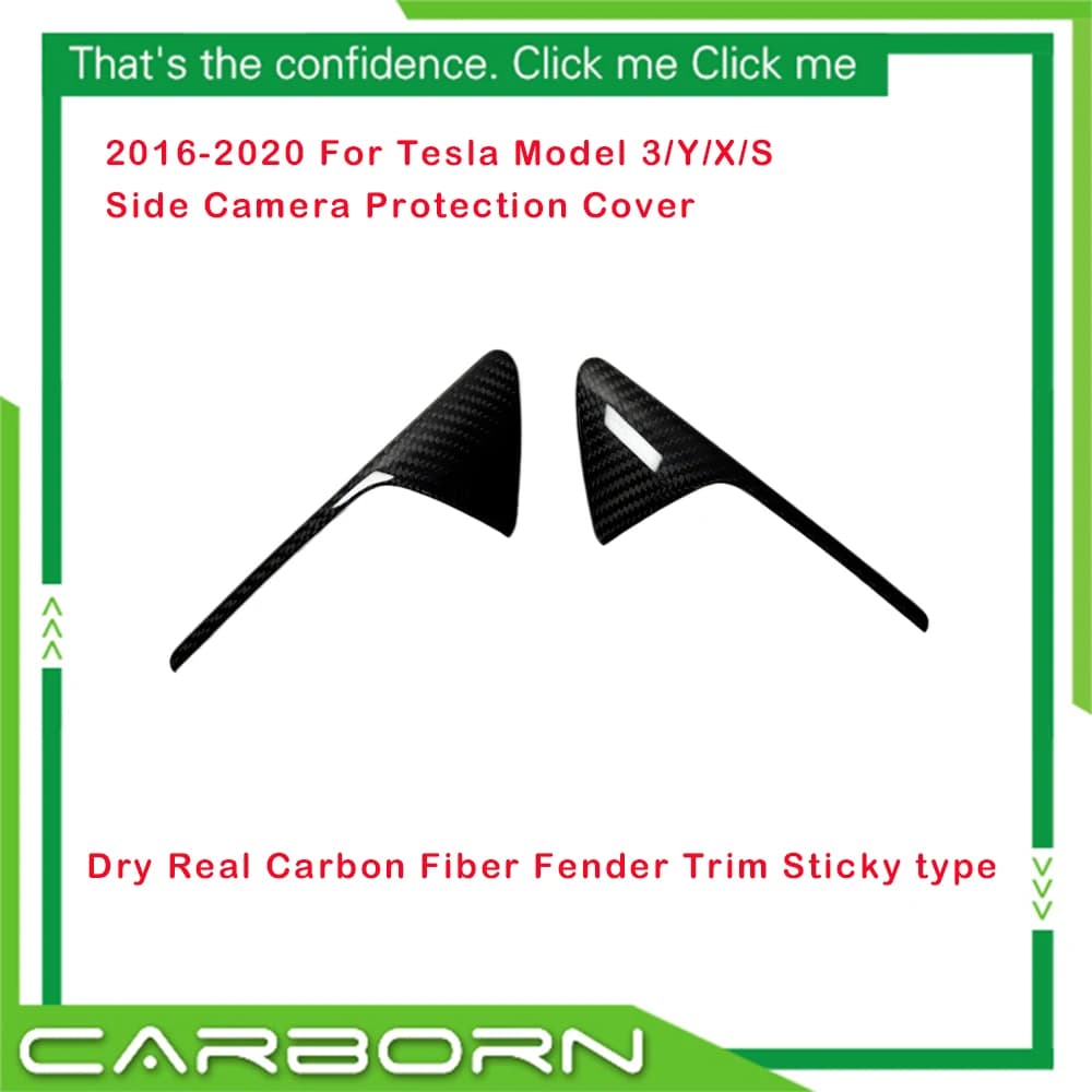 Per Tesla Modello 3/Y/X/S Copertura di Protezione Della Fotocamera Laterale A Secco Reale In Fibra di Carbonio Parafango Trim Copertura Accessori di Modifica Auto 16-20