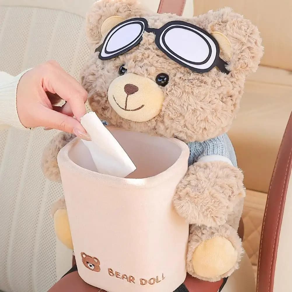 Cute animated cardboard box of handkerchiefs for car box creative trash bin 2 in 1 bag of handkerchiefs multifunctional storage bag for home office