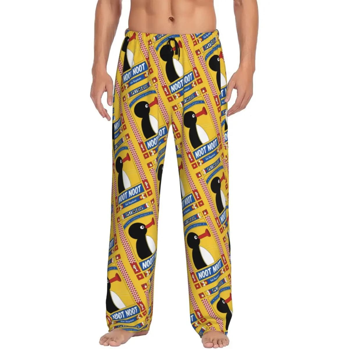Pantaloni da pigiama da uomo personalizzati Noot Noot Pingu Stampa Pinguino Merch Pantaloni da notte per dormire con tasche