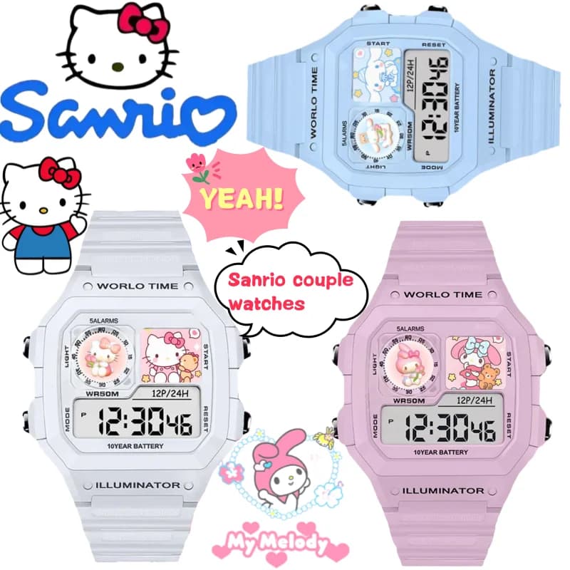 Sanrio Hello Kitty Kuromi My Melody Creative watch of high value printed cartoon sports student smart wristwatch waterproof gift