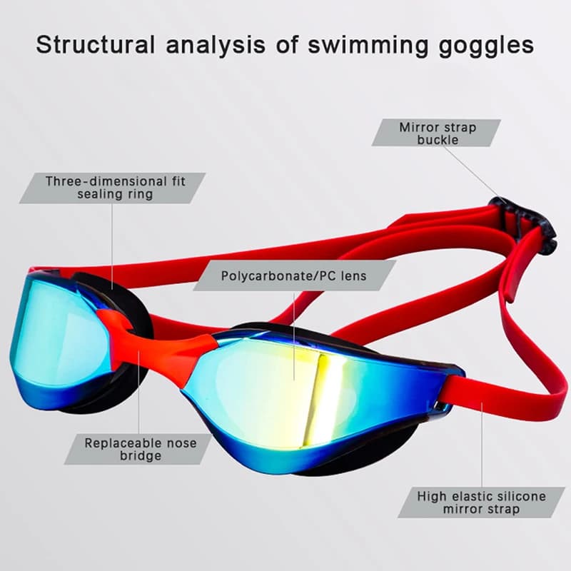 XZY Waterproof Anti Fog Anti UV Swimming Goggles Professional Electroplated Silicone Swim Glasses for Men and Women with Box