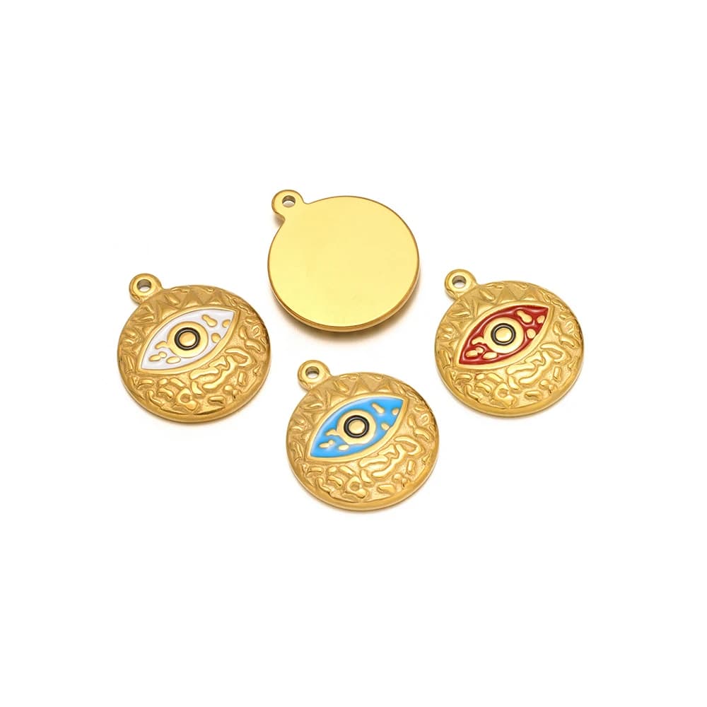 5 pendenti con strass in acciaio inossidabile smaltato malocchio per gioielli di moda fai da te che realizzano orecchini, collane, accessori