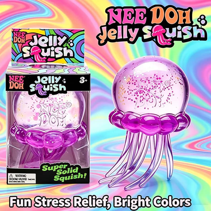 Needoh Jellyfish Squishy: Giocattolo Sensoriale Antistress a Forma di Medusa, Morbido e Colorato, per Bambini