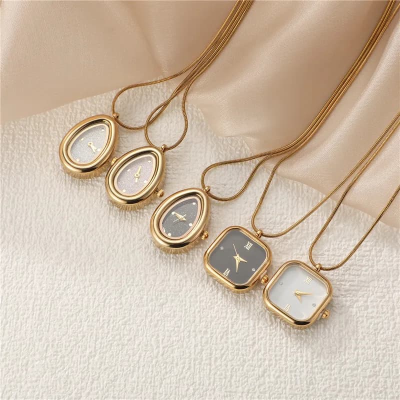 Fashion Vintage Square Drop Stainless Steel Necklace Watch Men's Women's DIY Making Necklace Jewelry Gifts Wholesale