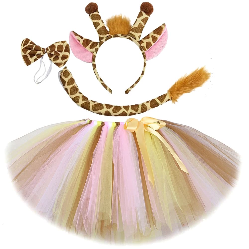 Neonate marrone rosa giraffa Tutu gonna per bambini giungla animale natale vestire costumi bambini Halloween compleanno abiti