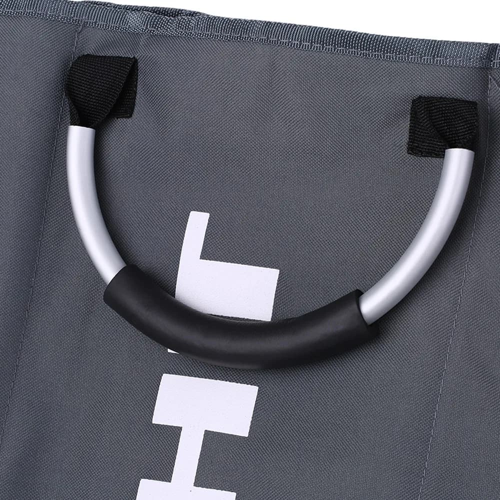 Cesto per Bucato Pieghevole con Manici in Alluminio, Grigio Scuro, Ampia Borsa Salvaspazio per Vestiti Sporchi