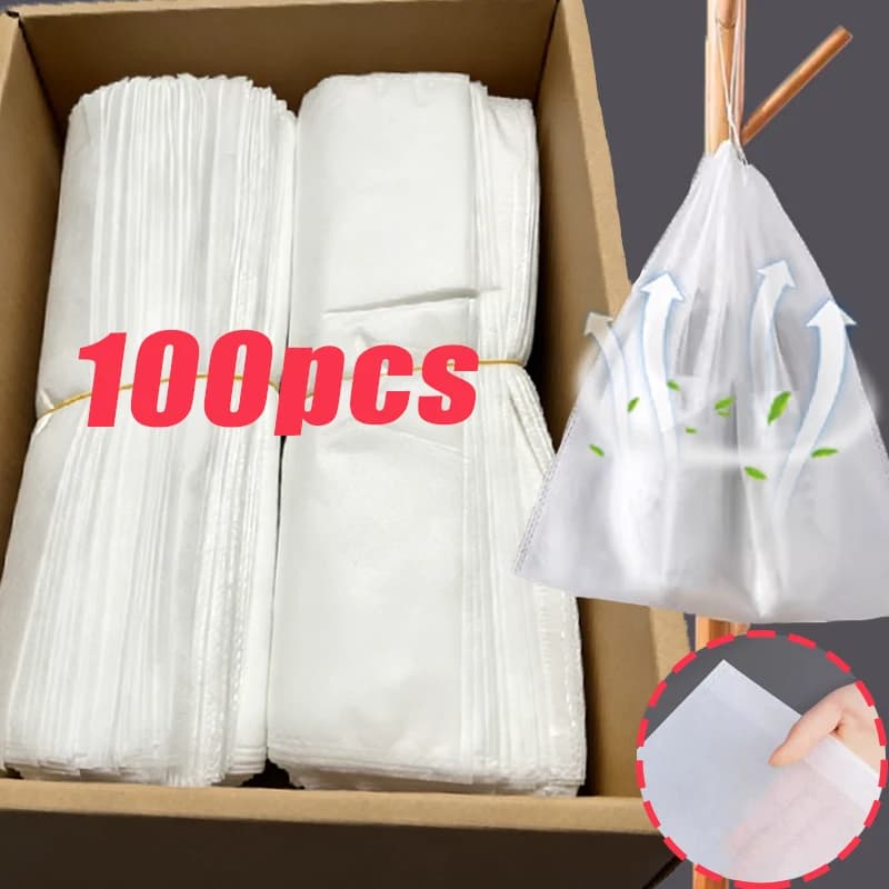 1-100 pcs White Shoe Bag, Anti-dust Bag with Solar Protection, Semi-transparent Bag with Non-woven Fabric for Shoes