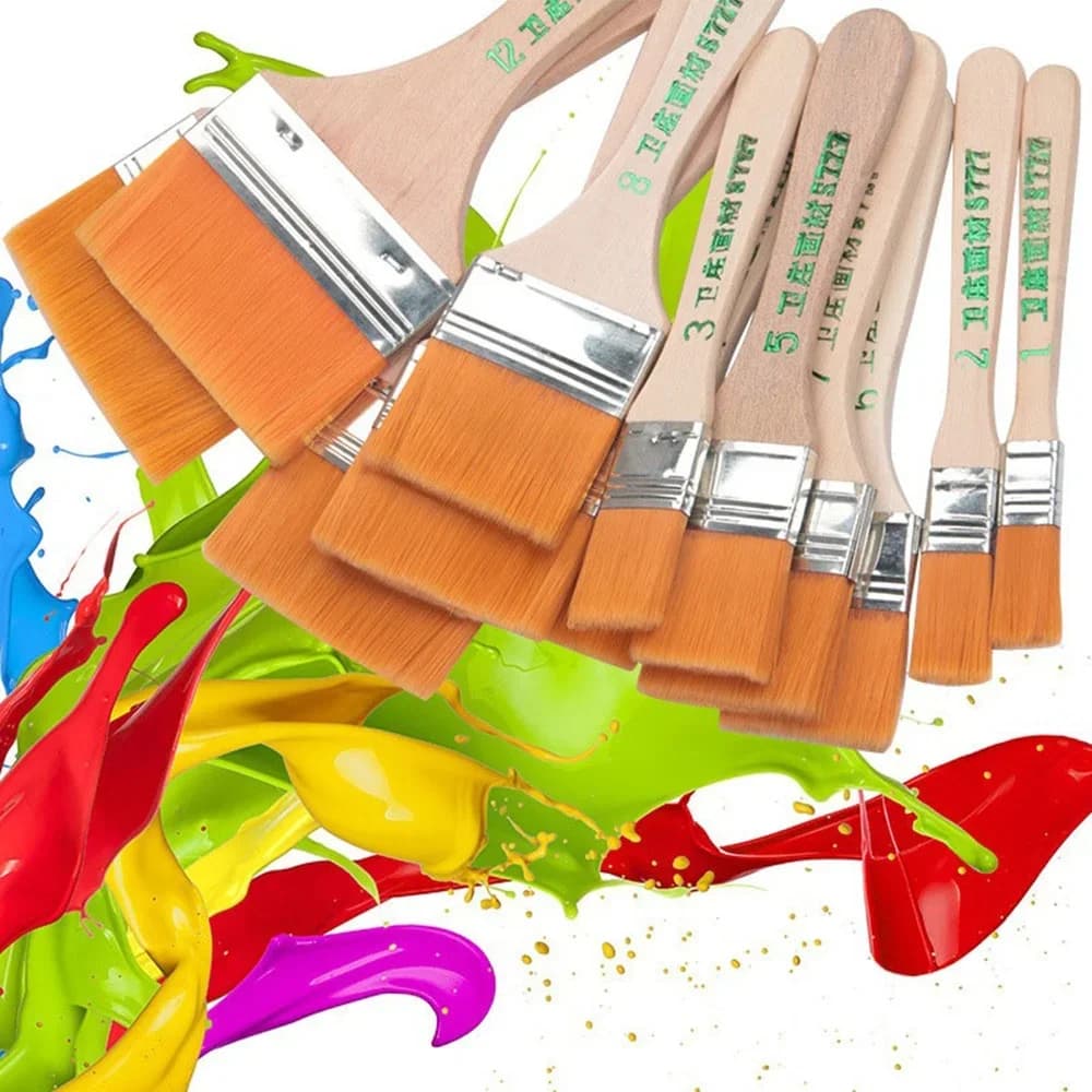 12pcs Memory Nylon Paint Brushes Set for Acrylic Oil Drawing Watercolor Wooden Handle Art Painting Tools