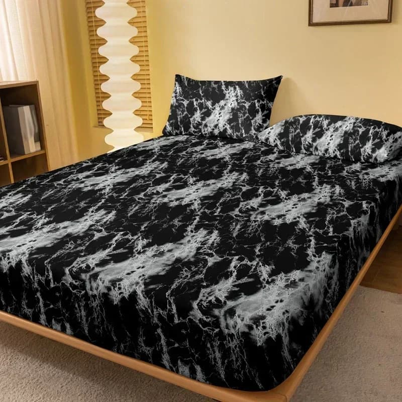 1 lenzuolo con angoli stampato con motivo marmorizzato, moderno e semplice, copriletto stampato per camera da letto, biancheria da letto (esclusi i federe)