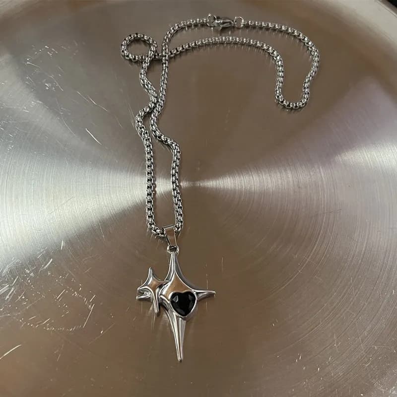 2026Long Collana con croce in acciaio al titanio che non sbiadisce Collana con cappuccio a catena per maglione alla moda da uomo Hip-hop Regalo di gioielli da donna