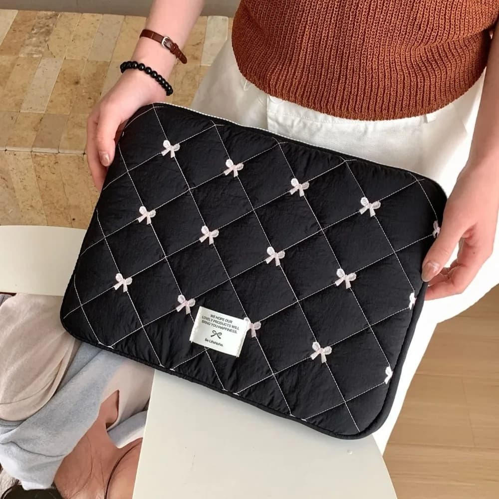 Custodia Morbida Antiurto Portatile per Laptop/Tablet con Fiocco Carino, 13-14 Pollici, per Scuola