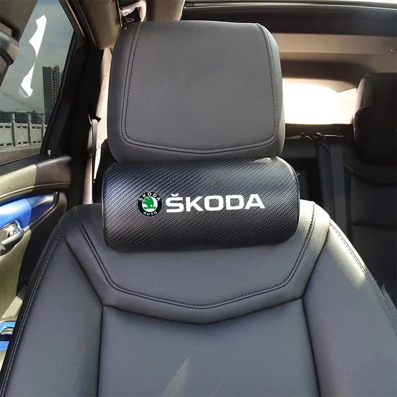 Carbon Fiber Car Seat Headrest Neck Support Pillow Travel Rest Pillow For Skoda Octavia Superb Rapid Kodiaq Karoq Fabia VRS