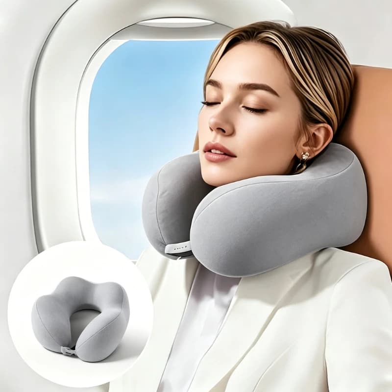 Portable Neck Pillow for Travel & Home Use Ergonomic Cervical Support Easy Storage Comfortable Sleep Slow Rebound Lightweight